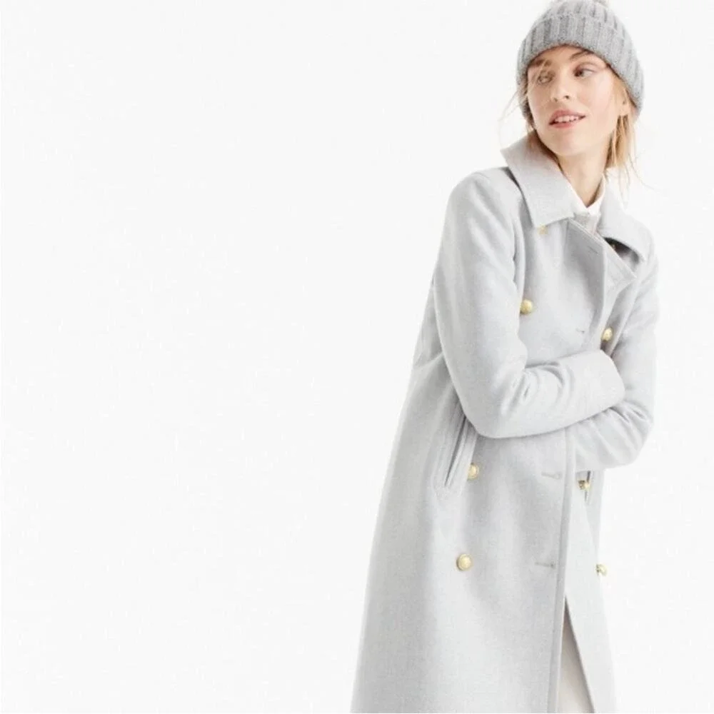 J.Crew Double-Breasted Long Wool-Cashmere Coat Topcoat 6 6P